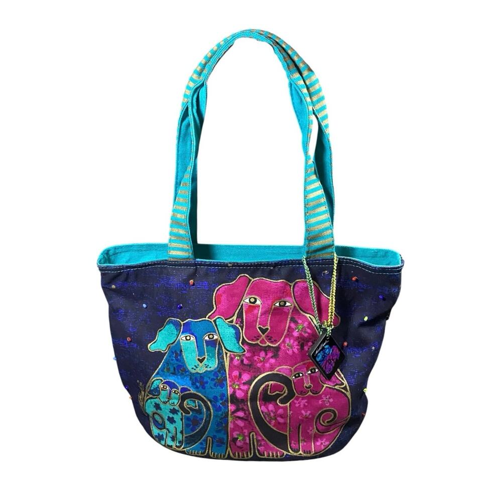 Laurel Burch Handpainted Puppy Love Shoulder Bag